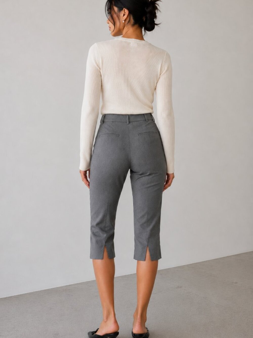 Sandy Liang Melvin Capri Length Trouser Pant in Grey NWT Wool Blend - Picture 6 of 7